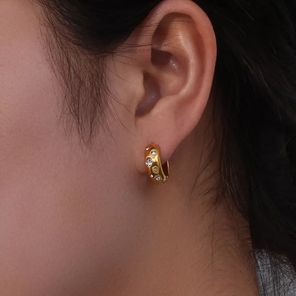 Huggie zirconia earring